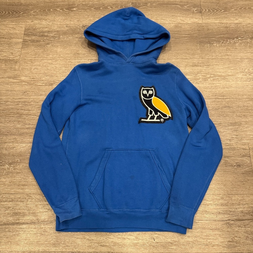 OVO Classic Owl Hoodie Mens Small Blue Pullover Owl Drake Hooded Sweatshirt